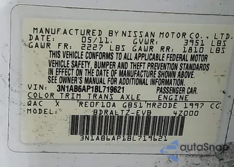 2011 Nissan Sentra 2.0S from USA, damaged, VIN 3N1AB6AP1BL719621
